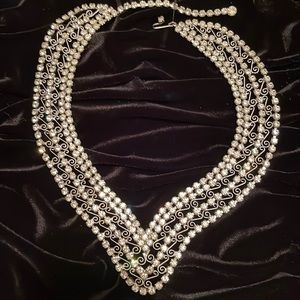 Rhinestone and filigree necklace